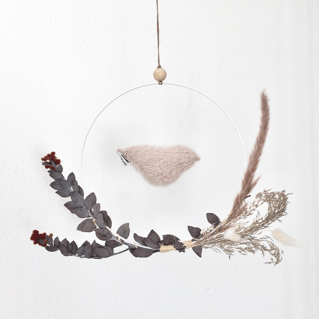 Couronne oiseau fleurie 25cm