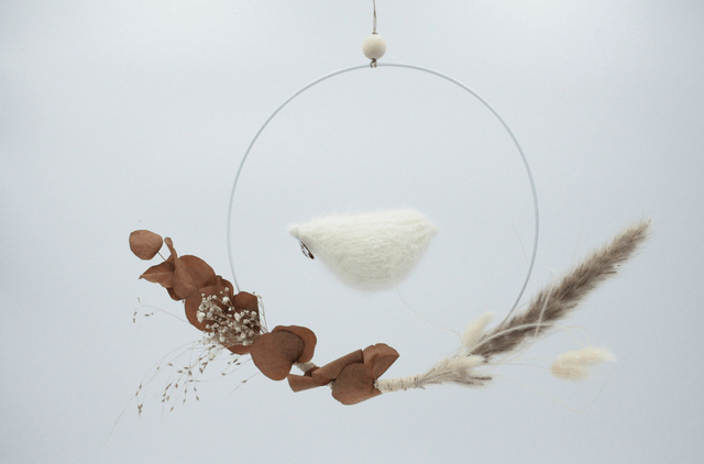 Couronne oiseau fleurie 25cm