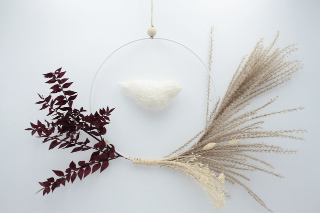 Couronne oiseau fleurie 25cm